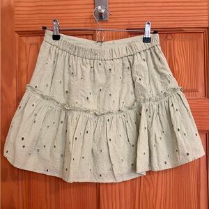 Lush Green Floral Eyelet Mini Skirt